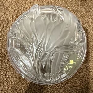 Mikasa Studio Nova Crystal Frosted Iris‎ Jewelry Trinket Box Candy Dish Japan M
